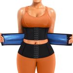 Ursexyly Women Sweat Waist Trimmer Trainer Sauna Corset Workout Belt Belly Band Stomach Tummy Wraps Body Shaper Sports Girdle (Black-Blue Inner, Large)