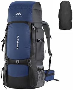 MOUNTILE ROAMRIDGE 70L Travel Backpack with Water Proof Rain Cover - Camping Hiking Rucksack Trekking Bag - MTX02-NAVYBLUE