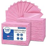 160 Pack Dental Bibs 13"x18"，3-Ply Waterproof Tattoo Bibs Sheet for Nail Salon，Dental Clinic，Feeding，Tattoo Shop (Pink)