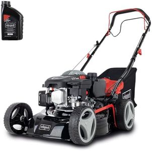 Scheppach Rasenmäher RM420A | 5 in 1-3,3PS | Schnittbreite 420mm | 45L Fangkorb | Schnitthöhenverstellung 25-75 mm | inkl. Radantrieb, Reinigungsfunktion & Motoröl