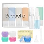 Beveetio Travel Bottles TSA Approved 15 Pack,2.9oz Silicone Refillable Size Containers, BPA Free Travel Tubes Toiletries for Cosmetic Shampoo Cream Conditioner Lotion Soap