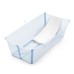 Stokke Flexi Bath XL Ocean Blue - Spacious Foldable Baby Bath + Newborn Support, Lightweight Construction & Easy to Store, Ideal for Children from 0-6 Years