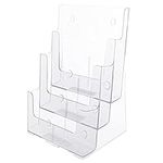 Kurtzy Clear Plastic A4 Brochure Holder - 3-Tier Counter/Desktop & Wall Mounted Portrait Display Stand - Literature, Booklet, Leaflet, Menu, Flyer, Magazine & Pamphlet Holders