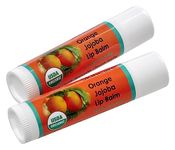 USDA Organic Orange Lip Balm 2 Pack - Over 70% Pure Organic Jojoba Oil, Natural Beeswax, Citrus Scent, Non-Comedogenic, Moisturizing and Healing, Made in USA by Desert Oasis Skincare (.15 oz/4.6 gm