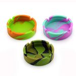 Gizhome 3 Pack Silicone Ashtray Premium Silicone Rubber High Temperature Heat Resistant Round Design Ashtray Durable Camouflage Colors