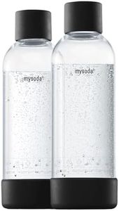 Mysoda: Wasserflasche für Wassersprudler, BPA-freies Plastik, mit "Quick-Lock"-Schnellverschluss, Details aus Holzkomposit, 2 x 1L - Schwarz