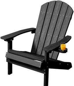 MXIMU Adirondack Stuhl für Outdoor Garten: Allwetter Adirondack Chair Kunststoff HIPS mit Getränkehalter für Outdoor Stuhl - Wetterfest Adirondack Gartenstuhl für Balkon/Terrasse/Beach(Schwarz)