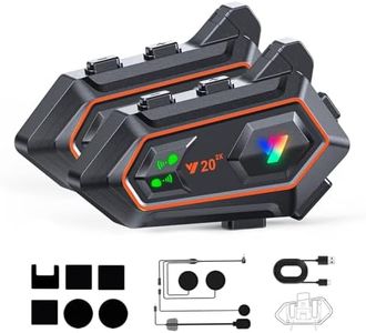 Motorcycle Helmet Speakers, Helmet Bluetooth Intercom Double Noise Cancellation Helmet Headphone Strong Bass/IPX6 Waterproof helmet bluetooth headset Universal Communication Systems 1000mAh(2PC)
