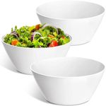 VnkloMes 10 inch Large Salad Bowls, White Salad Serving Bowls 118 oz, Bamboo Fiber Salad Bowls Set of 3, Microwave and Dishwasher Safe, Great for Salad, Fruits, Vegetables and Party