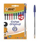 Bic Cristal Original Ballpoint Pens Medium Tip (1 mm) – Assorted Colours, Box of 10