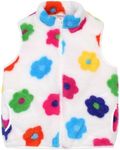 JESKIDS Girls Sherpa Fleece Vest Outwear Lightweight Solid Color Cute Jacket with Pockets 6-7 Years Colored Flower
