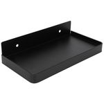 Wall Mounted Phone Shelf, 7.28 inch Black Floating Shelf Stainless Steel Bathroom Shelf Bathroom Phone Holder Metal Shelf for Toilet, Kitchen