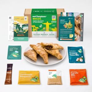 eat2explore Global Cooking Kit - Authentic Recipes, Essential Spices, Cultural Fun & Expert Drink Pairings. Perfect for New Year Date Night or Dinner Parties. (BRAZIL edition)