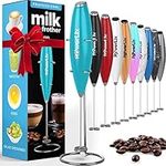 POWERLIX Milk Frother Handheld Whisk - Electric Foamer with Stainless Steel Stand,15-20s, Powerful 19000rpm, Mini Drink Mixer Coffee for Latte, Cappuccino, Hot Chocolate, Sky Blue, (PLX-001)