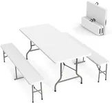 VINGLI Picnic Table Set with 2 Benc