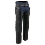 Milwaukee Leather Chaps for Men's Black Naked Leather Snap Out Thermal Lined - Four Pockets Motorcycle Chap- ML1191 - Large