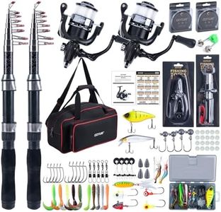 Goture Telescopic Fishing Rod and Reel Combo,900D Oxford Bag 2PCS Telescopic Fishing Pole + 2PCS Pre-Loaded Spinning Reels, Travel Fishing Rod Combo for Starter Saltwater Freshwater 2.3M B2