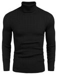 COOFANDY Men's Turtleneck Sweater Fine Knit Turtleneck Sweater Winter Turtleneck Sweater Jumper Men Black M