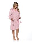 INSIGNIA Ladies Dressing Gown Hooded Zip Fastening Front Opening (16-18, Pink)