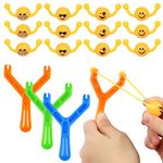 Ainiv Smiley Face Poo Slingshot Toy, 12 Smiley Face Poo and 3 Slingshots, Finger Shooting Slingshot Prank for Kids and Adults, Squishy Squeeze Toys for Kids Adults Autism and ADHD Prank Toys