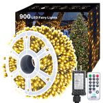 Jzhi 295FT 900 LED Christmas Lights Outdoor Indoor, LED Warm White String Lights with 8 Modes Remote, Timer & Memory Function Tree Lights Twinkle Lights Plug in for Garden Party Holiday Decor