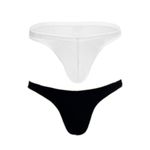 BRUCHI CLUB Mens and Boys Thong Strechable Cotton Underwear Unique Flexible Black and White XL Size Pack of 2