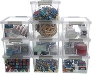 Citylife 1.3 QT 10 Pack Small Storage Bins Plastic Storage Container Stackable Box with Lids for Organizing, Clear White