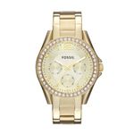 Fossil Women's Riley Quartz Stainless Steel Multifunction Watch, Color: Gold Glitz (Model: ES3203)