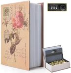 Decorative Book Safe Box with Combination Lock, Vintage Faux Book Hidden Safe for Decoration, Secret Diversion Book Safe Storage Box for Home Office Café Bookshelf （9.5"×6"×2.2"）