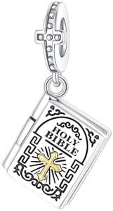 BIZK 925 Sterling Silver Charm for Bracelets and Necklaces Charms for Women Fashion Jewelry for Women Friend and Mother (Holy Bible)