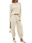 oten Track Suits For Womens Set 2 Piece Lounge Set Long Sleeve Sweatshirts And Long Pants Lounge Set Beige Small