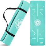 Yoga Mat Exercise NBR Fitness foam mat Extra Thick Non-Slip Large Padded High Density ideal for HiiT Pilates gymnastics mats Fitness & Workout with Free Carry Strap (Teal Asana)