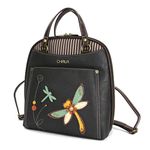 CHALA Convertible Backpack Purse - Women Convertible Shoulder Purse with Adjustable Strap, Dragonfly - Black, Mid-size