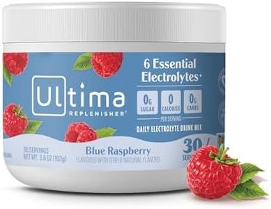 Ultima Replenisher Electrolyte Hydration Powder, Blue Raspberry, 30 Servings - Sugar Free, 0 Calories, 0 Carbs - Gluten-Free, Keto, Non-GMO, Vegan, with Magnesium, Potassium, Calcium