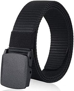 ZORO Men's Nylon Fabric Belt for Men, Plastic Flap Buckle, fits on upto 40 inches waist size (Black, 1)