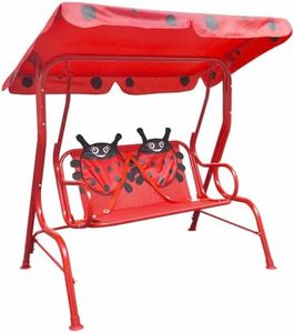 vidaXL Kids Outdoor Swing Seat with Sunshade Canopy - Sturdy Steel Construction - Fun and Safe Garden/Patio Play Furniture - Red