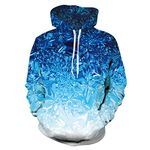 UIEIQI Men Women Cool Hoodie 3D Ice Graphic Fleece Hooded Sweatshirt with Big Pocket for Casual Daily Size L