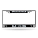 Rico Industries NFL Las Vegas Raiders Premium 12" x 6" Silver Chrome Car/Truck/SUV Auto Accessory