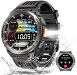 Military Smart Watch for Men with Call/LED Flashlight/3ATM Waterproof 1.45" HD Rugged Tactical Smartwatch with Compass Elevation Barometer Fitness Tracker with HR/SPO2/Sleep Monitor for iPhone Android