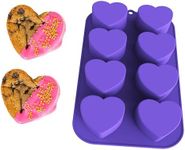 Bakerpan Silicone Heart Mold for Baking, Mini Cake Heart Pan, Valentine's Day Silicone Mold, Heart Muffin Baking Tray, 2 1/4 Inch Hearts, Heart Silicone Mold - 8 Cavities