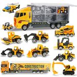 jenilily Construction Toy Vehicle Mini Cars Model & Carrier Trucks, Transporter Truck Mini Excavator Digger Dumper Tractor Toy for Kids boys Age 3 4 5