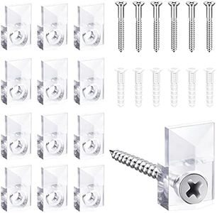 BAGTeck 22 Sets of Mirror Holder Clips Kit,Crystal Clear Plastic Mirror Clip,Mirror Holder Clips Glass Retainer Clips Kit,Mirror Hanging Kit with Screws and Fixed Mirror Box Door(Classic Style)