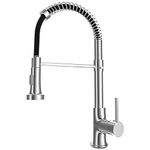 OWill Kitchen Tap, Mixer Tap with Pull Out Spray, Kitchen Sink Taps with Hose, High Arc Swivel 360°, Kitchen Faucet Single Handle Lever Mixer Tap Cold and Hot 2 Spray Mode with Hose, Chrome