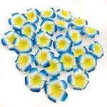 SATYAM KRAFT 12 Pcs Artificial Big Fake Foam Hawaii Beach Water Floating Flowers for Decoration, Pooja Thali, Festival & Events, Home, Table, Badroom,Room, DIY Craft (6 cm) (Blue)