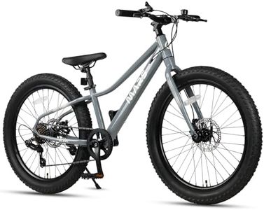 Glerc Mars Kids Mountain Bike, 24 Inch Fat Tire Bike for Teen Ages 9-15 Year Old, Boys Bicycle with 2.8-Inch Wide Tires and 6 Speed Drivetrain, Gray