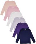 Girls/Boys/Toddler 6 Pack Athletic Performance Long Sleeve Undershirt Tops/Base Layer Cotton Stretch Shirts (6 Pack - Pastels, 4)