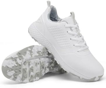 ULTIANT Women Golf Shoes Spikeless Waterproof Golf Sport Sneakers Size5-9.5(White_Grey,36.5)