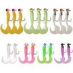 SILANON Fishing Lures Baits Tackle Kit- Soft Plastic Grub Worm Lure Bait Crappie Jig Heads Grub Craw Baits Crappie Buster Tubes Soft Baits for Bass Trout Freshwater Saltwater Fishing 17pcs