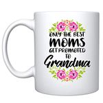 Veracco Only The Best Moms Get Promoted to Grandma Ceramic Coffee Mug Funny Birthday Mother's Day Gift For Mom Grandma Stepmom From Daughter Son (White, Ceramic)