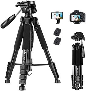 VICTIV 74” Camera Tripod, Tripod for Camera and Phone, Aluminum Heavy Duty Tripod Stand for Canon Nikon with Carry Bag and Phone Holder, Compatible with DSLR, iPhone, Spotting Scopes, Max Load 15 Lb